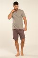 Eskimo Aston Heren Short Pyjama s/s Grijze Strepen