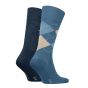 Tommy Hilfiger Men Check Sock  2P Coast Blue